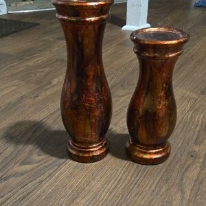 Brown and Gold Candle Holders with Elegant Accents